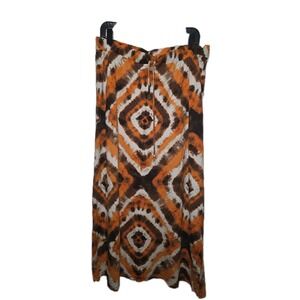 🧡🤎 Michael Kors Women's Tie-Dye Argyle Maxi Skirt Sz XL – Boho Chic Drawstring